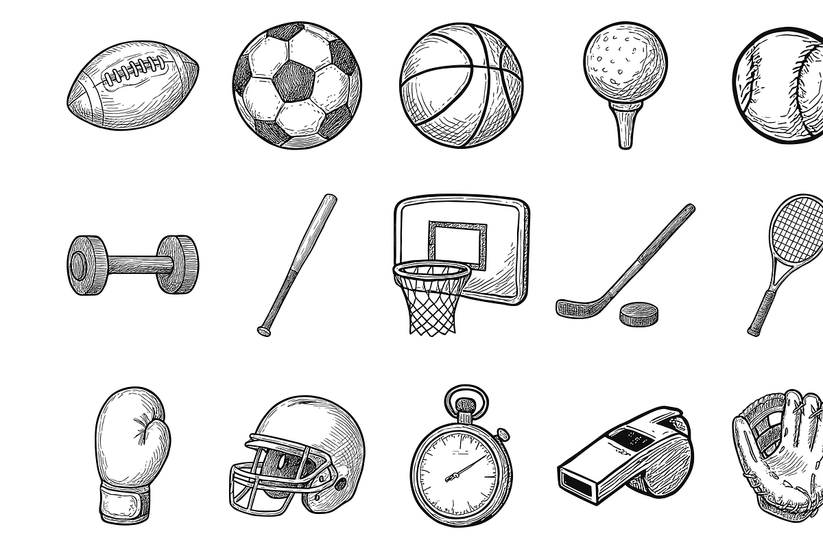 Sports Equipment Set, an Object Graphic by nikagraphic