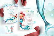 Watercolor Mermaid's World Clipart, a Person Illustration by ArtCreationsDesign (Thumbnail 2 of 8)