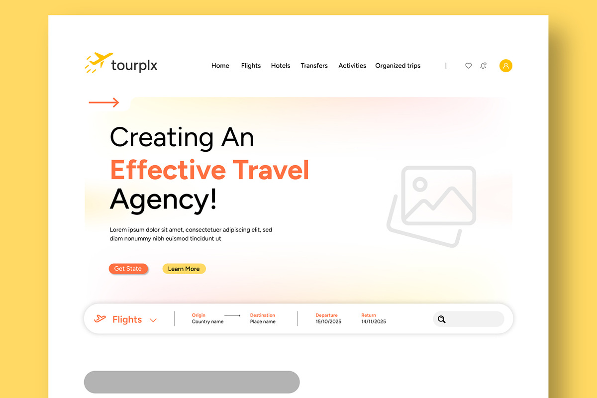 Wireframe Travel Landing Page Design, an UI Kit Template by CreativeShaper (Photo 2 of 5)