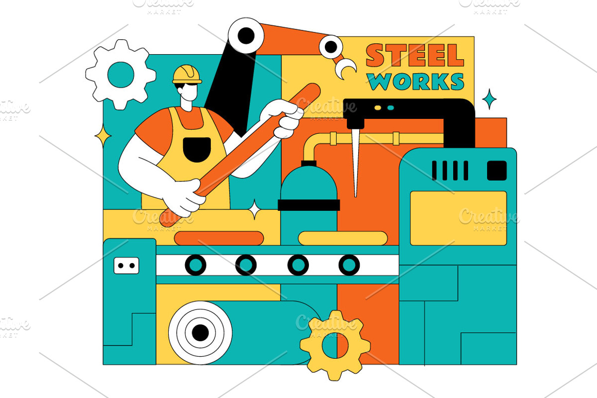 10 Steelworks Vector Illustration, a Technology Illustration by denayunebgt (Photo 4 of 4)