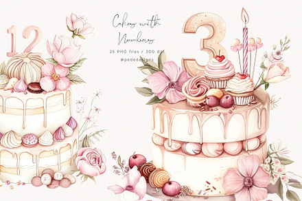 Cakes with Numbers, a Food Illustration by PeDe Designs