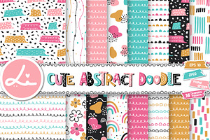 Cute Abstract Doodle Pattern Pack, a Pattern Graphic by lindoet23