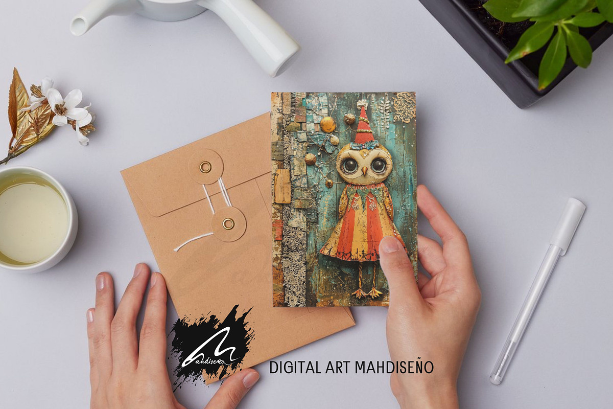 Cute Owl Xmas Junk Journal Pages, an Animal Illustration by Digital Art Mahdiseño (Photo 9 of 10)
