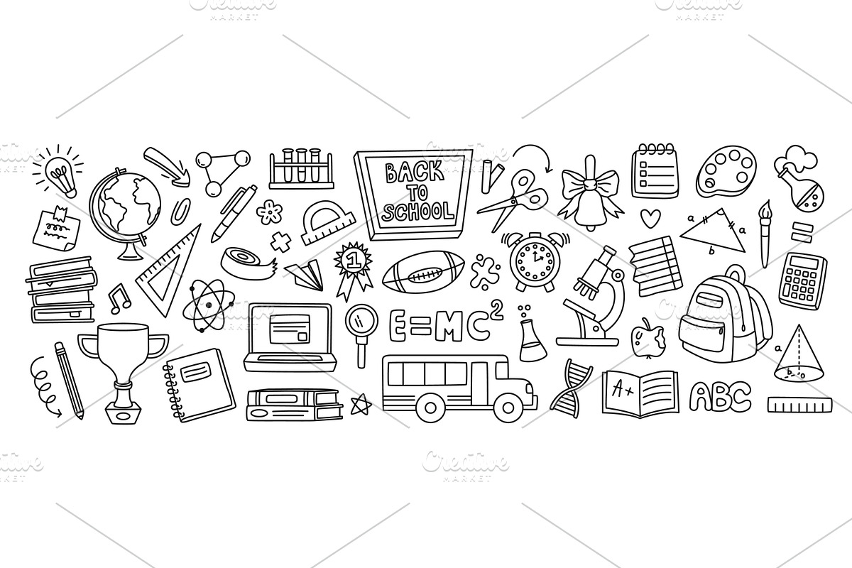 Back to school doodle. Hand drawn, an Education Illustration by winwin.art
