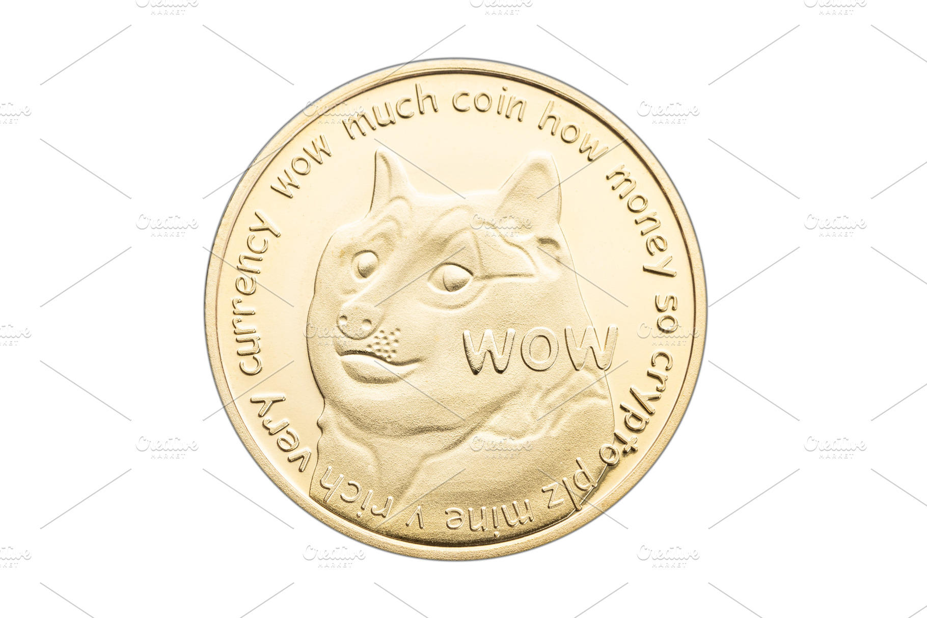 Dogecoin coin isolated on white, a Background Photo by Formatoriginal photo