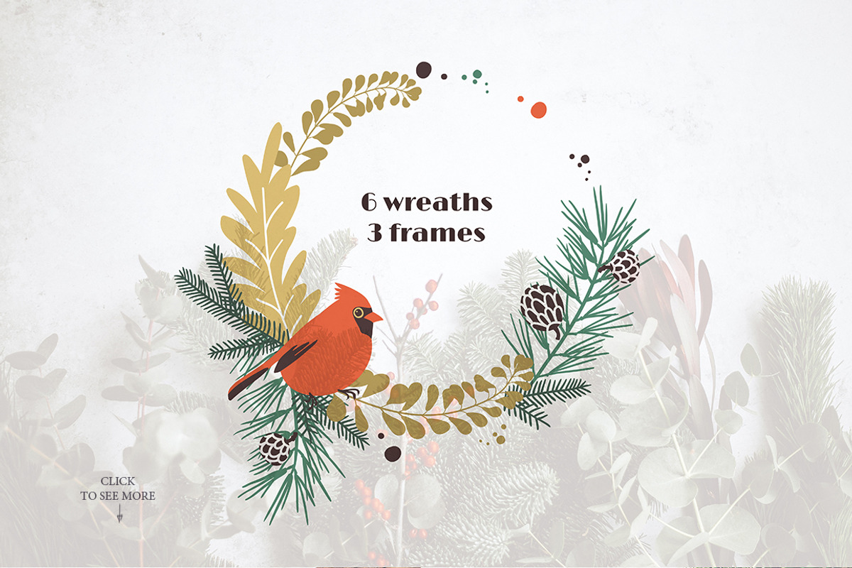 Classic Christmas. Clipart set, a Decorative Illustration by Dinkoobraz (Photo 3 of 11)