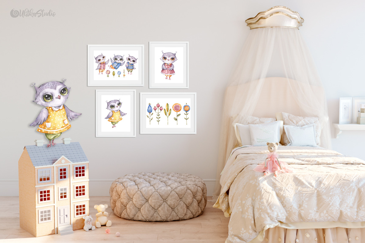 Owl clipart watercolor illustrations, an Animal Illustration by UlitkaStudio (Photo 5 of 8)