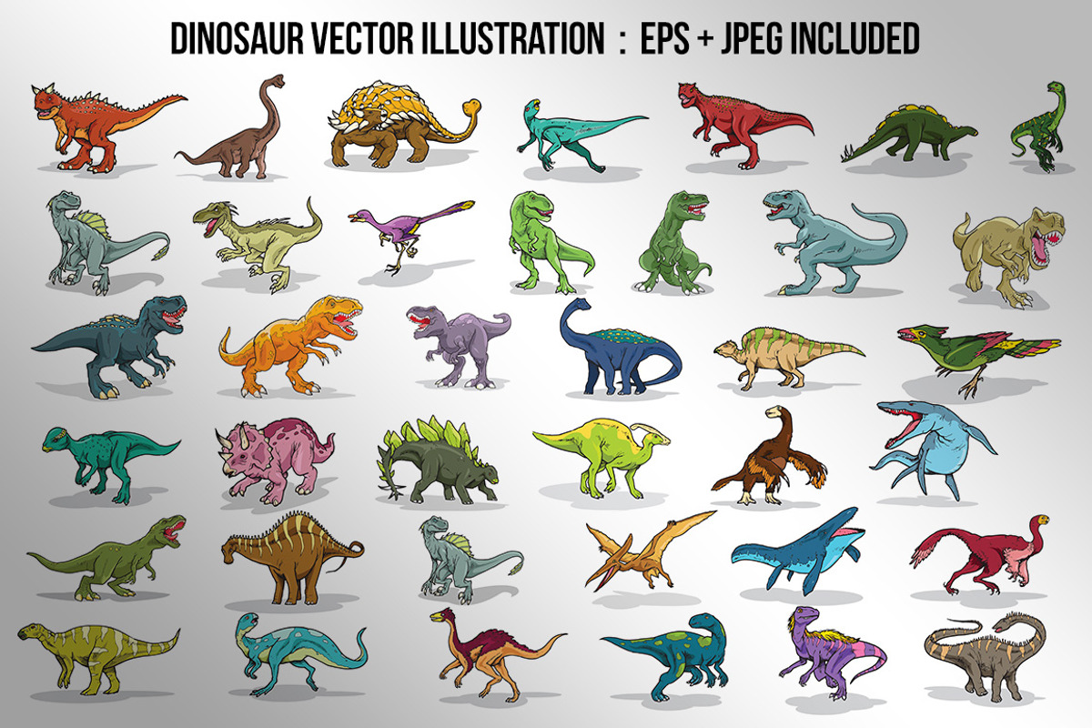 Dinosaur Color Vector Bundle, an Animal Illustration by SCworkspace (Photo 2 of 3)