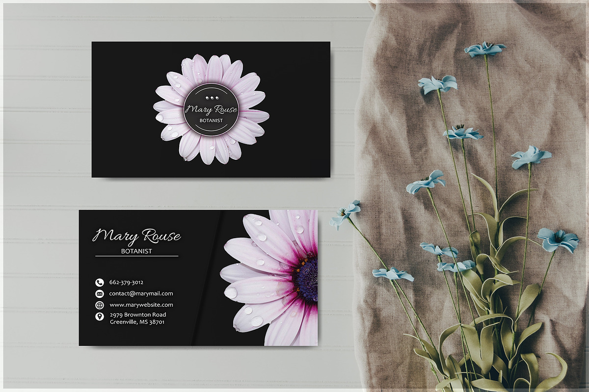 Floral Business Card, a Business Card Template by FakhiiDesigns (Photo 2 of 3)