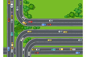Road top view with highways many, a Transportation Illustration by AlexZeL