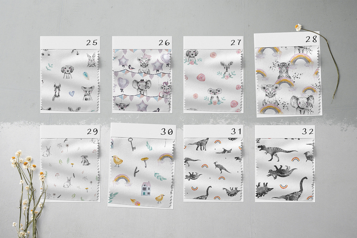 Watercolor kids patterns, a Pattern Graphic by Natali Smolova (Photo 5 of 6)