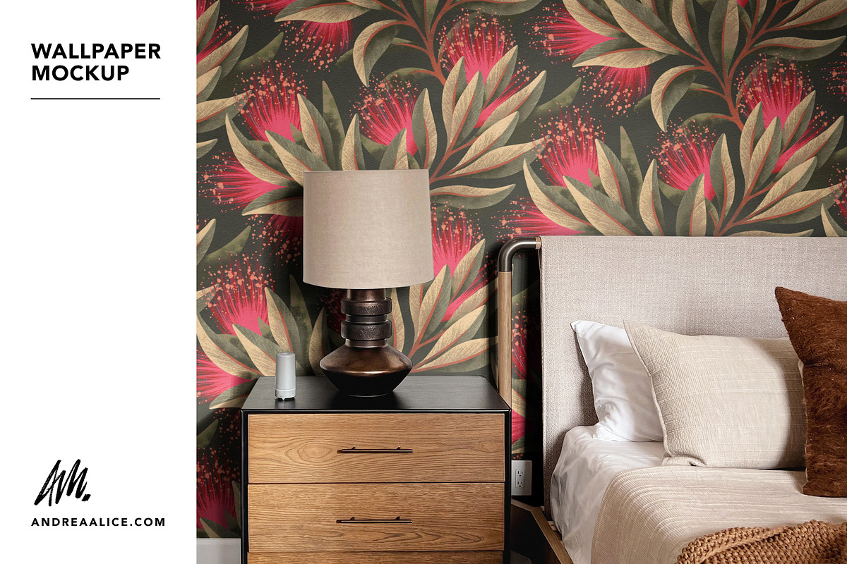 Wallpaper Mockup - Modern Bedside, a Household Mockup by Andrea Muller (Photo 1 of 6)