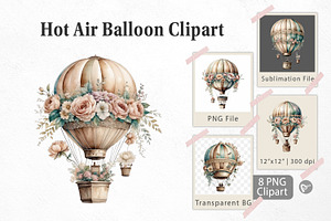 Hot Air Balloon Clipart, a Graphic by Artnoy