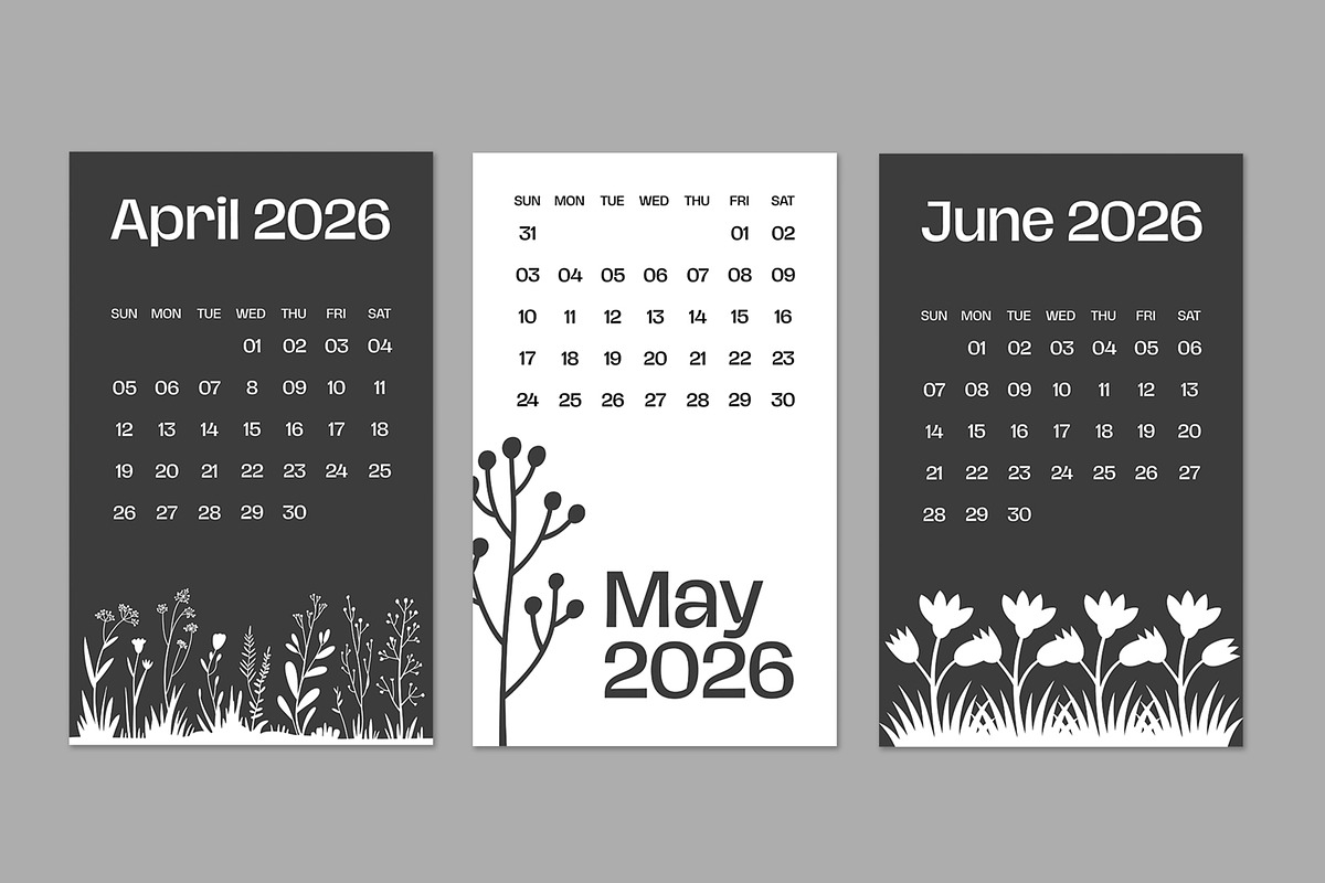 Black & White 2026 Wall Calendar, a Stationery Template by ContestDesign (Photo 3 of 5)