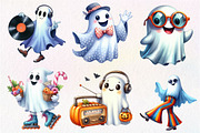 Funny Retro Halloween Ghost Clipart, an Illustration by Dream Creation (Thumbnail 3 of 7)