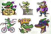 Mardi Gras Crocodile Clipart, an Illustration by CreationArt (Thumbnail 5 of 5)