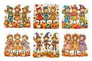 Trio Scarecrow PNG Clipart Bundle, a Seasonal Illustration by Nicolle's Colorful Art (Thumbnail 6 of 8)