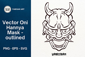 Oni Hannya Mask Art 4 - Outlined