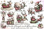 Santa Sleigh and Reindeer Christmas, an Illustration by Sublimation Artist (Thumbnail 1 of 6)