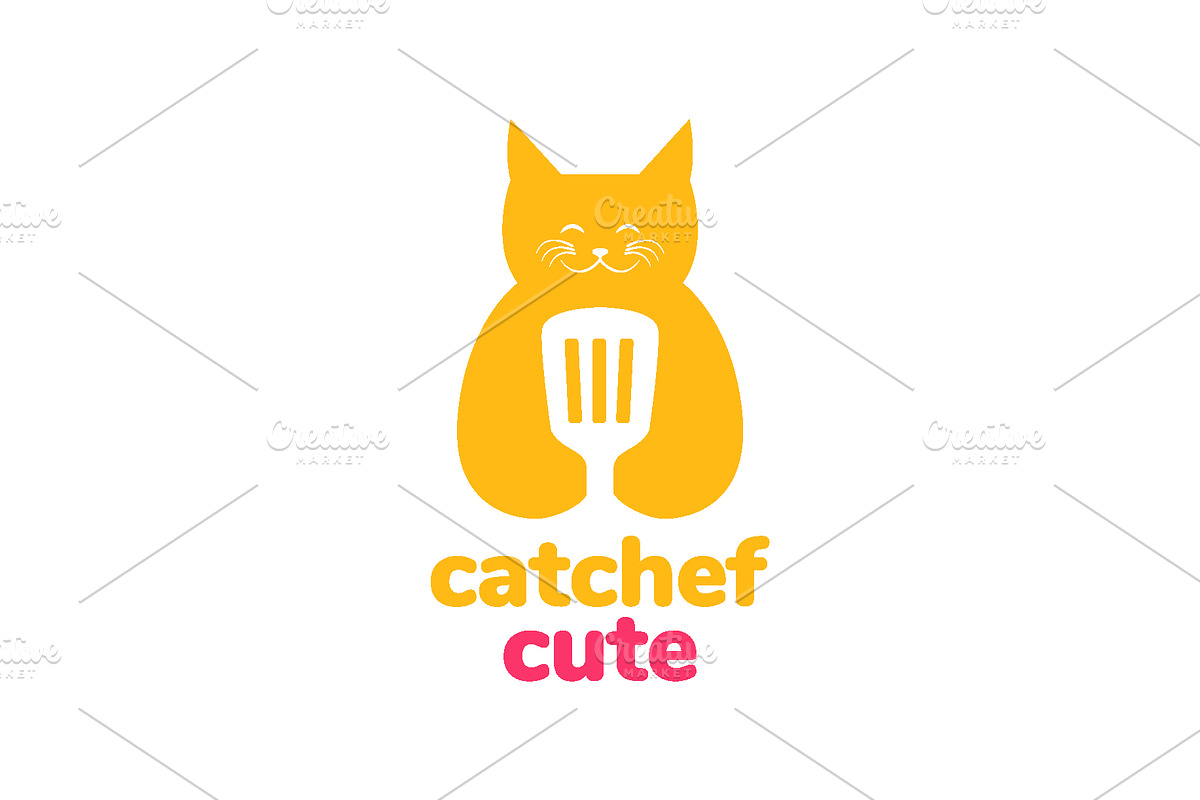 cat chef spatula chef cooking logo, a Branding & Logo Template by devastd