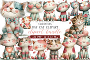 Valentine Day Cat Clipart, an Illustration by DreamArtGraphic (Thumbnail 1 of 4)