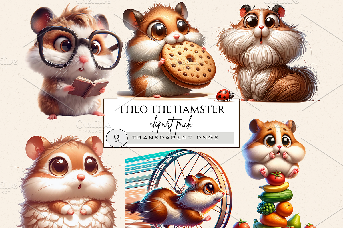 HILARIOUSLY FUNNY HAMSTER CLIPART, an Animal Illustration by Daring Digies (Photo 1 of 8)