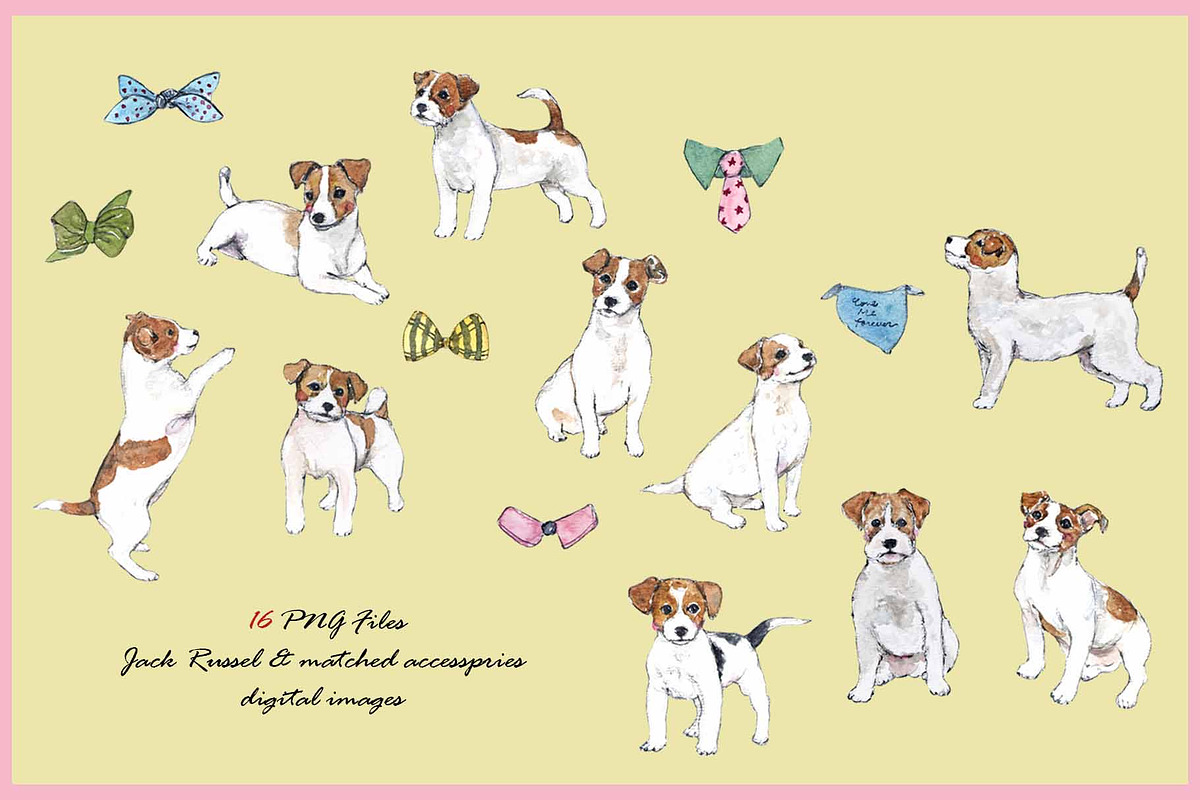 Jack Russell Clipart Digital Paper, an Animal Illustration by VianneArt (Photo 3 of 8)