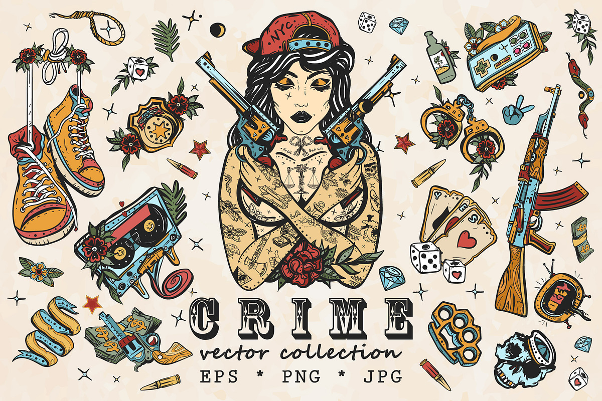 Crime old school tatttoo, a Background Graphic by intueri (Photo 1 of 7)