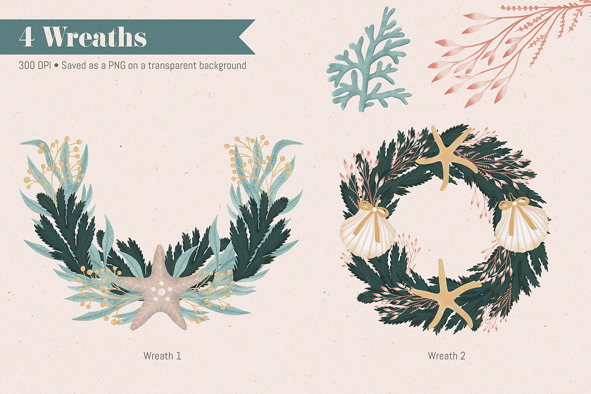 Coastal Christmas Beach Clipart, an Illustration by The Audacious Brush (Photo 7 of 13)
