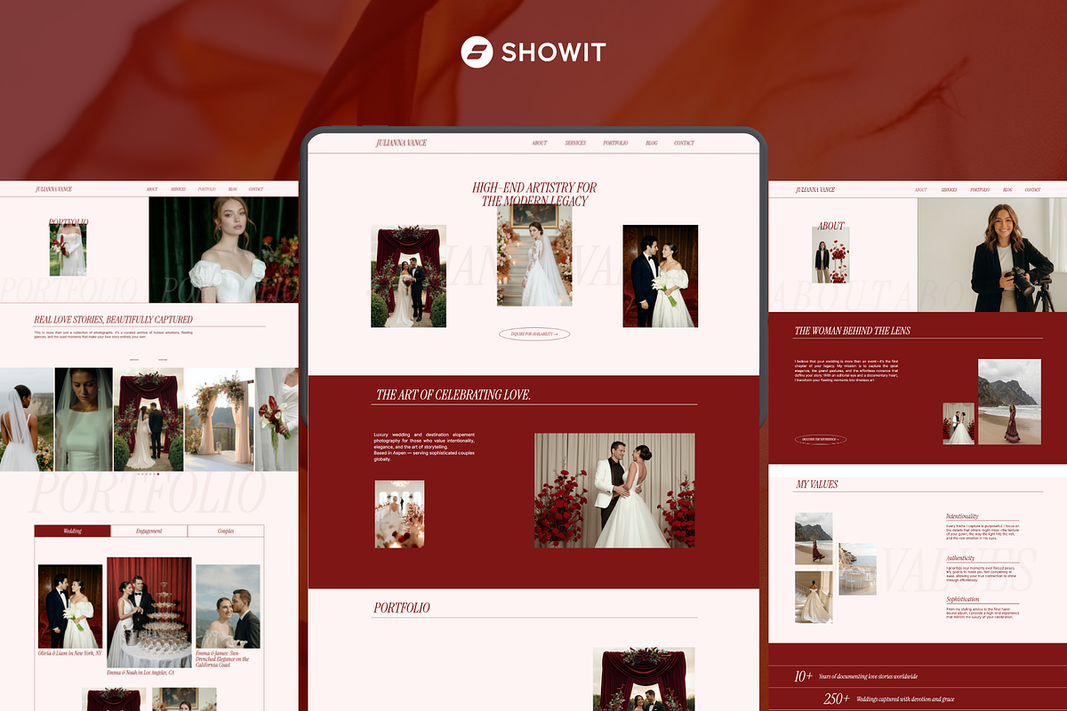 Wedding Photographer Showit Website, a Websites & App Template by OliaMuseDesign (Photo 2 of 9)