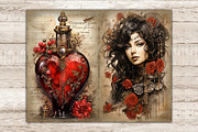 Valentines Day Junk Journal Pages, a Person Illustration by GlamArtZhanna (Thumbnail 3 of 9)