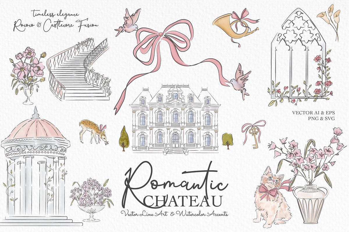 Romantic Chateau Line Art, an Object Graphic by Mio Buono (Photo 1 of 15)