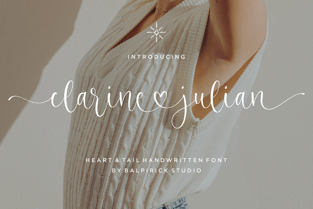 Clarine Julian - Heart and Tail Font, a Script Font by Balpirick Studio (Photo 1 of 6)