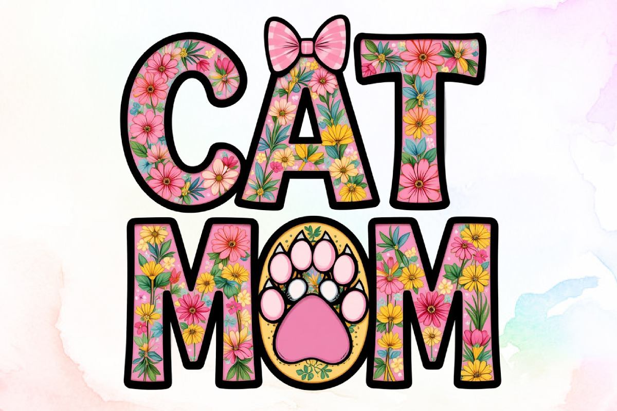 Cat Mom Png Mom Sublimation Clipart, an Illustration by Sublimation Artist (Photo 1 of 9)