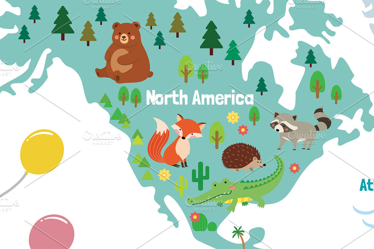 Cute Animals World Map, an Animal Illustration by GennyOnThePaper (Photo 3 of 4)
