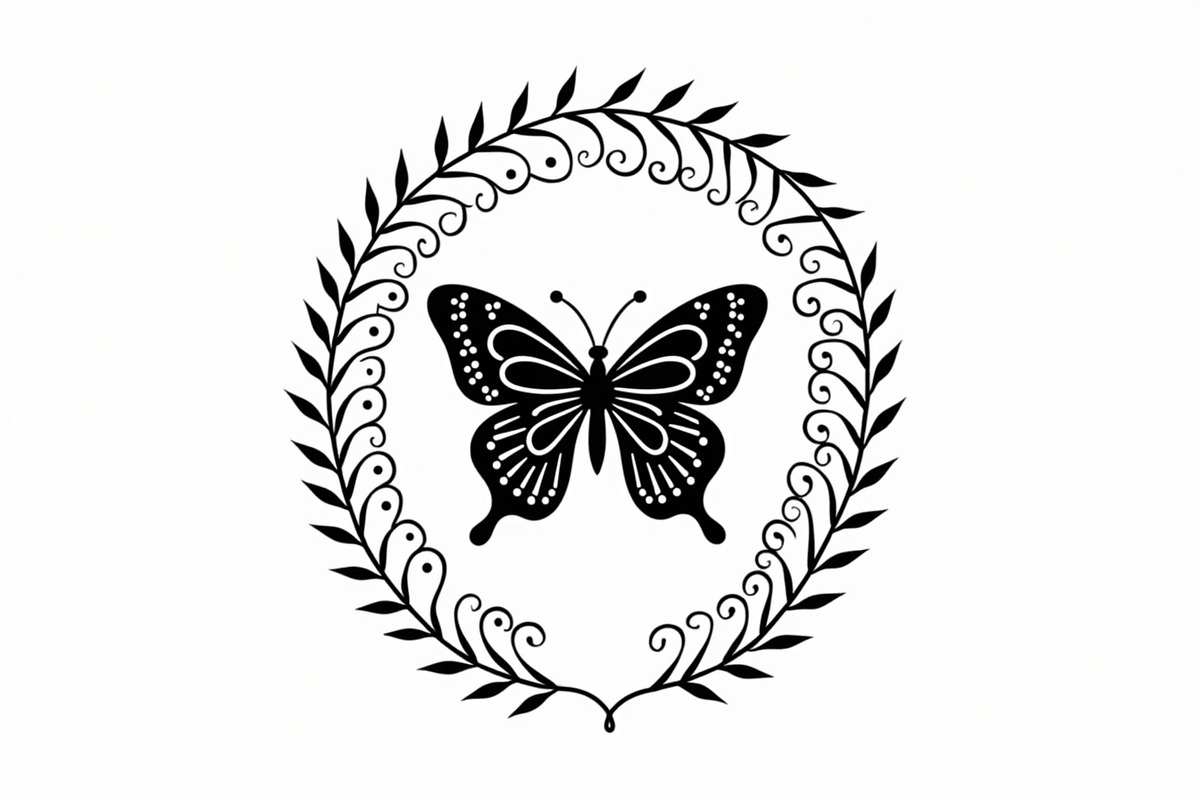 Butterfly Wreath Silhouette Bundle, an Illustration by hafijul (Photo 7 of 7)