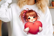 Watercolor Valentine Girls Clipart, an Illustration by SinaCreation (Thumbnail 6 of 10)