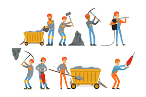 Miner Workers Standing in Different, a Person Illustration by TopVectors