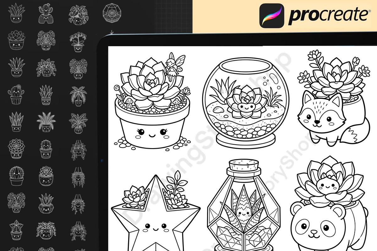 200Kawaii Plant Pot Procreate Stamps, a Brush Add-On by DrawingStoryShop (Photo 4 of 6)