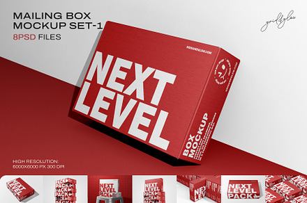 Mailing Box Mockup Set-1, a Packaging Mockup by Grid & Glow