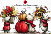 Whimsical Autumn Mouse Clipart, a Seasonal Illustration by Craft Nest (Thumbnail 1 of 6)