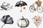 Black & White Autumn Clipart, an Illustration by Black Bird Studio (Thumbnail 3 of 6)