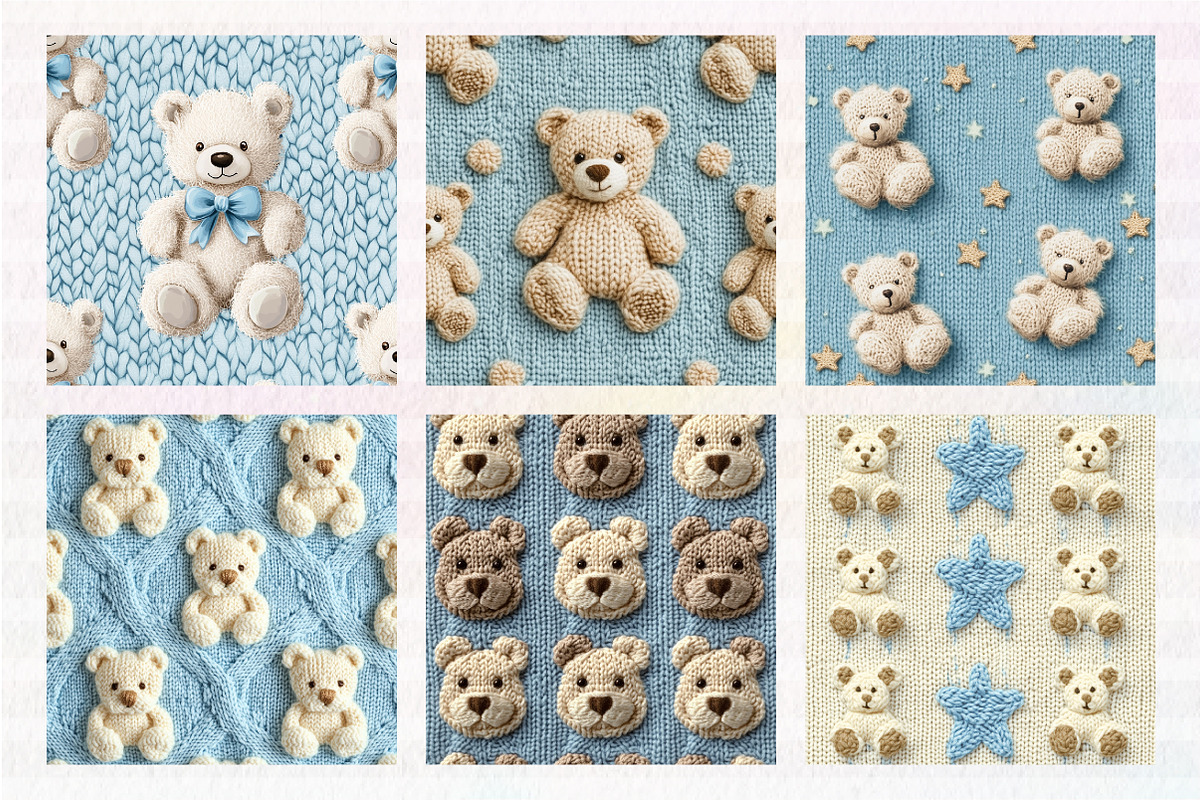 Blue Teddy Bear Seamless Repeat Patt, an Illustration by CreationArt (Photo 2 of 5)