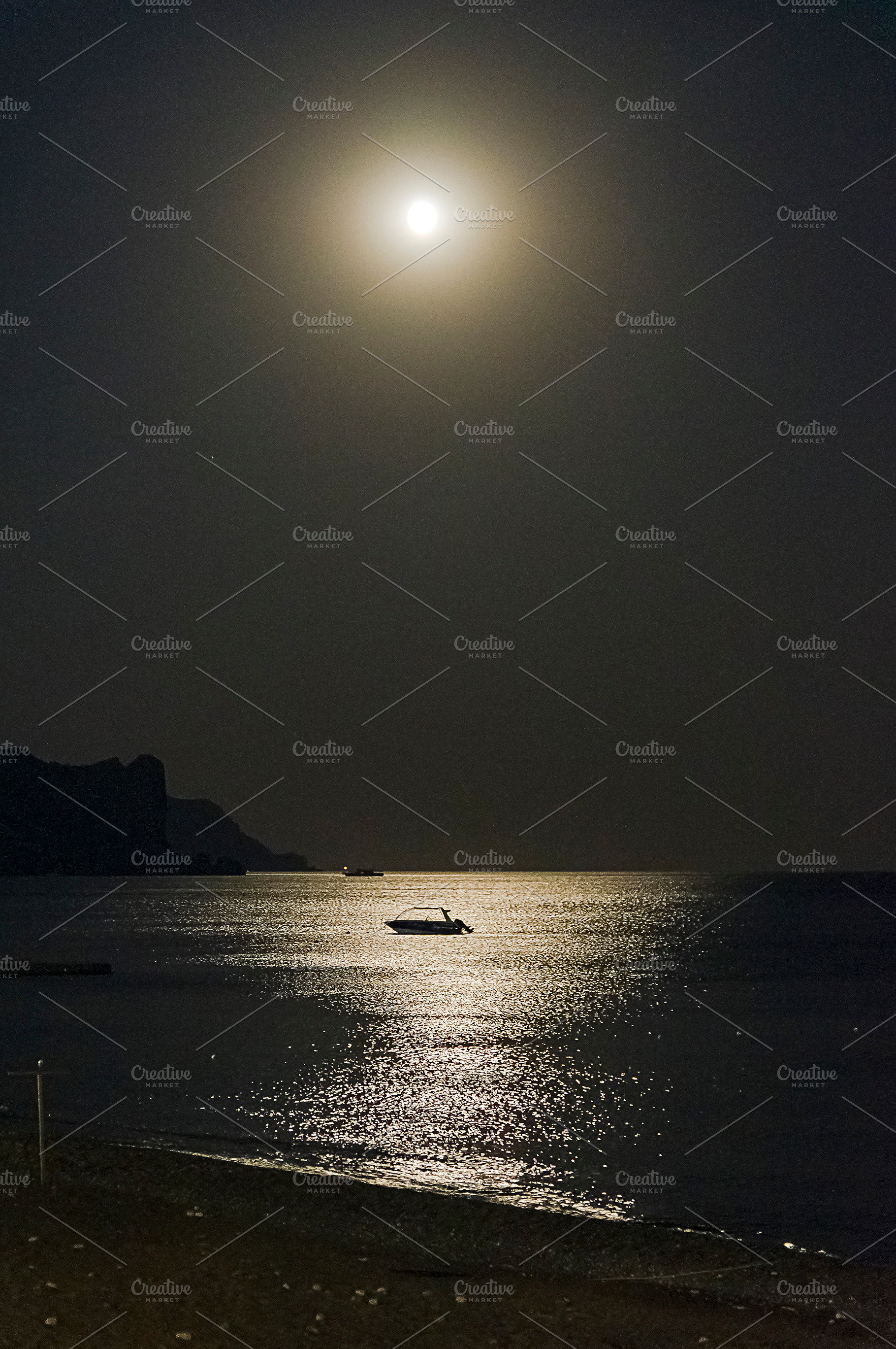 Moonlit night at sea featuring beautiful, crimea, and day, a Nature Photo by possum