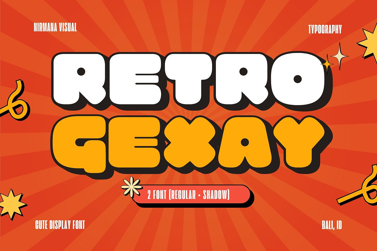 Retro Gexay - Retro Font, a Sans Serif Font by Nirmana Visual (Photo 1 of 3)