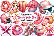 Watercolor Retro Girly Baseball, a Graphic by CitraGraphics (Thumbnail 1 of 4)