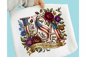 USA 250 Years of Freedom Floral PNG, an Illustration by designcity5