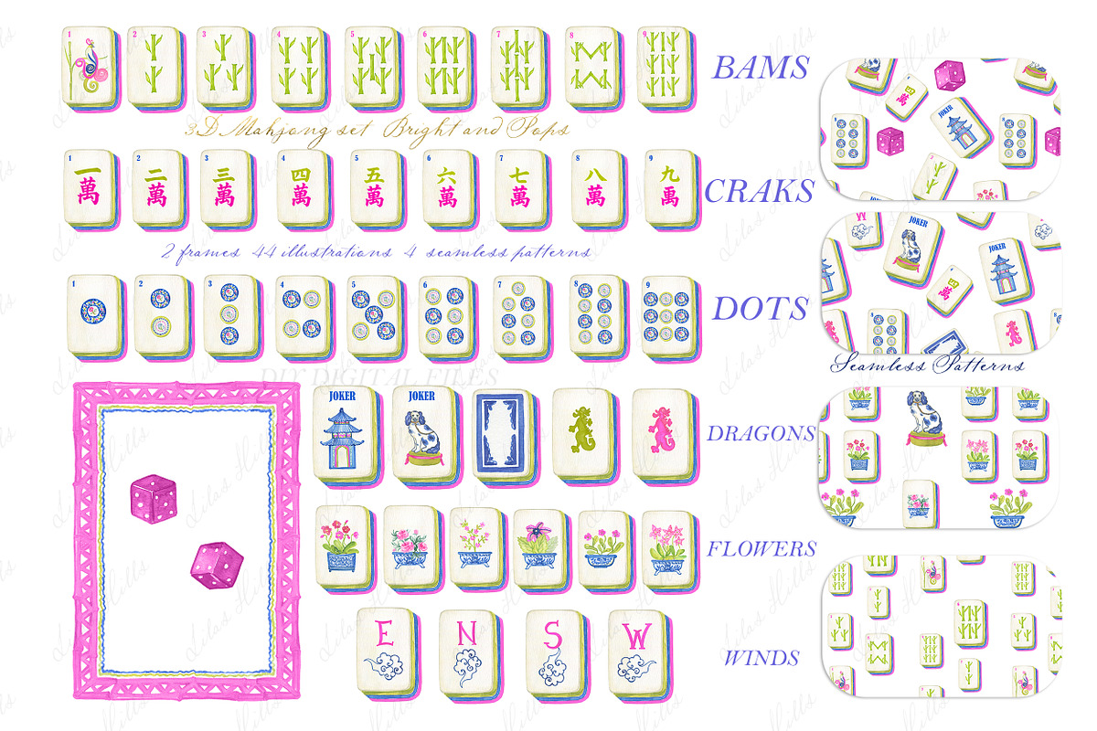 Mahjong Chinoiserie clipart, an Illustration by LABFcreations (Photo 2 of 4)