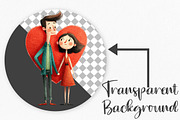 Funny Valentine’s Couples Clipart, an Illustration by Canvas Craft (Thumbnail 2 of 6)