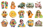 Watercolor Summer Vibe Clipart, an Illustration by Design Market (Thumbnail 2 of 5)